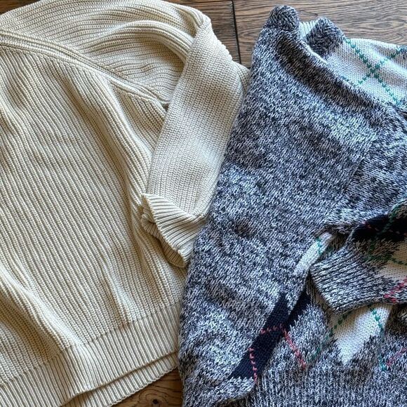 Vintage Cape Isle Knitters Hand Knit Argyle Sweater & LL. Bean XL - Picture 8 of 8